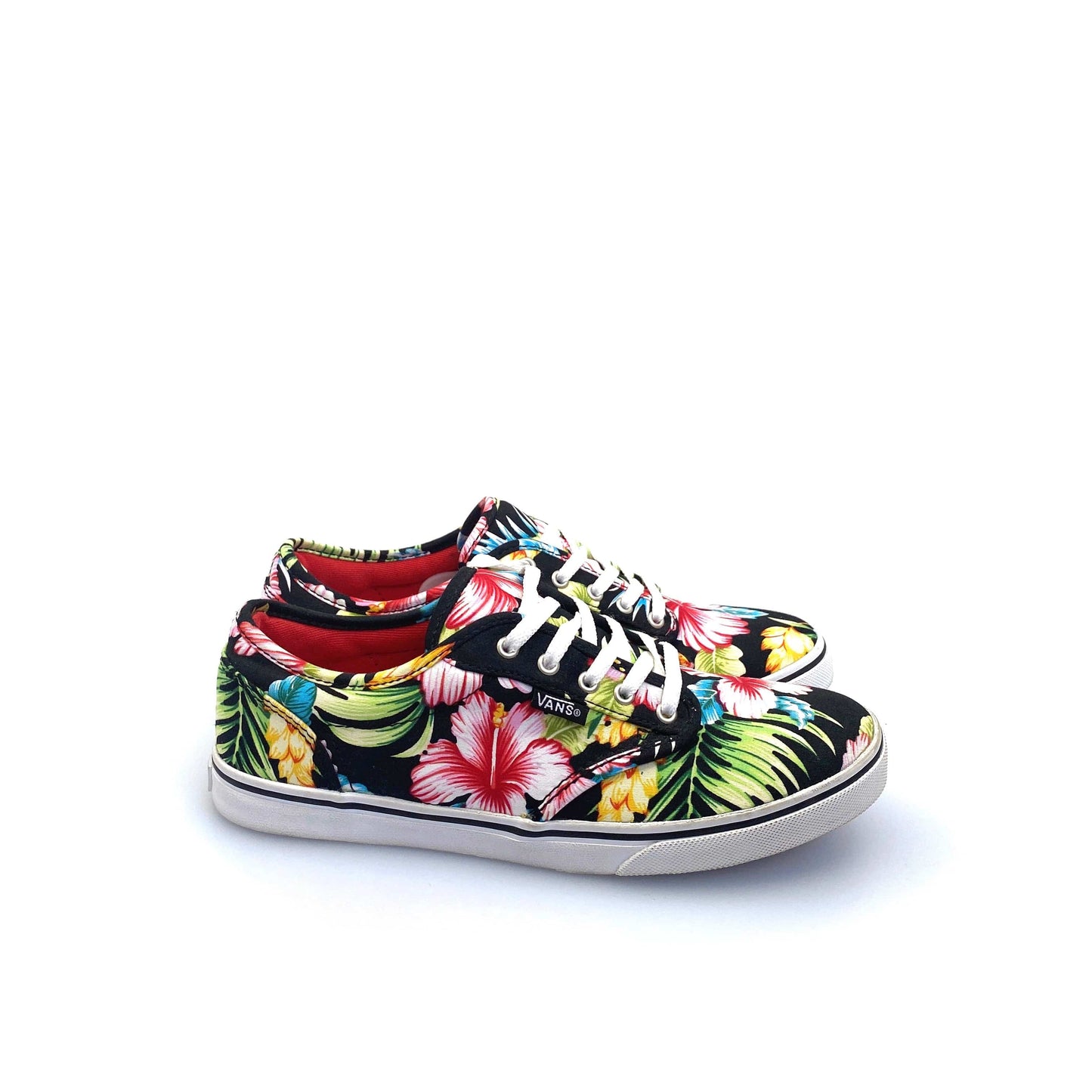 Vans Womens Classic Sneakers, Size 6, Black Hawaiian Floral Lace Up Shoes NEW