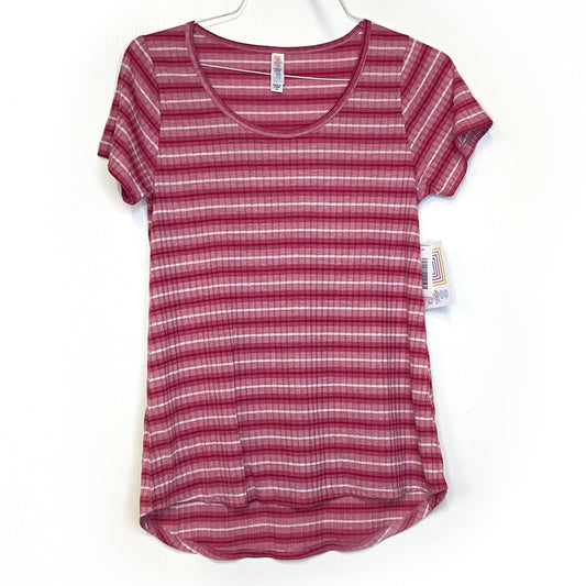 LuLaRoe Womens XS White/Red/Pink Striped Classic T S/s Top NWT