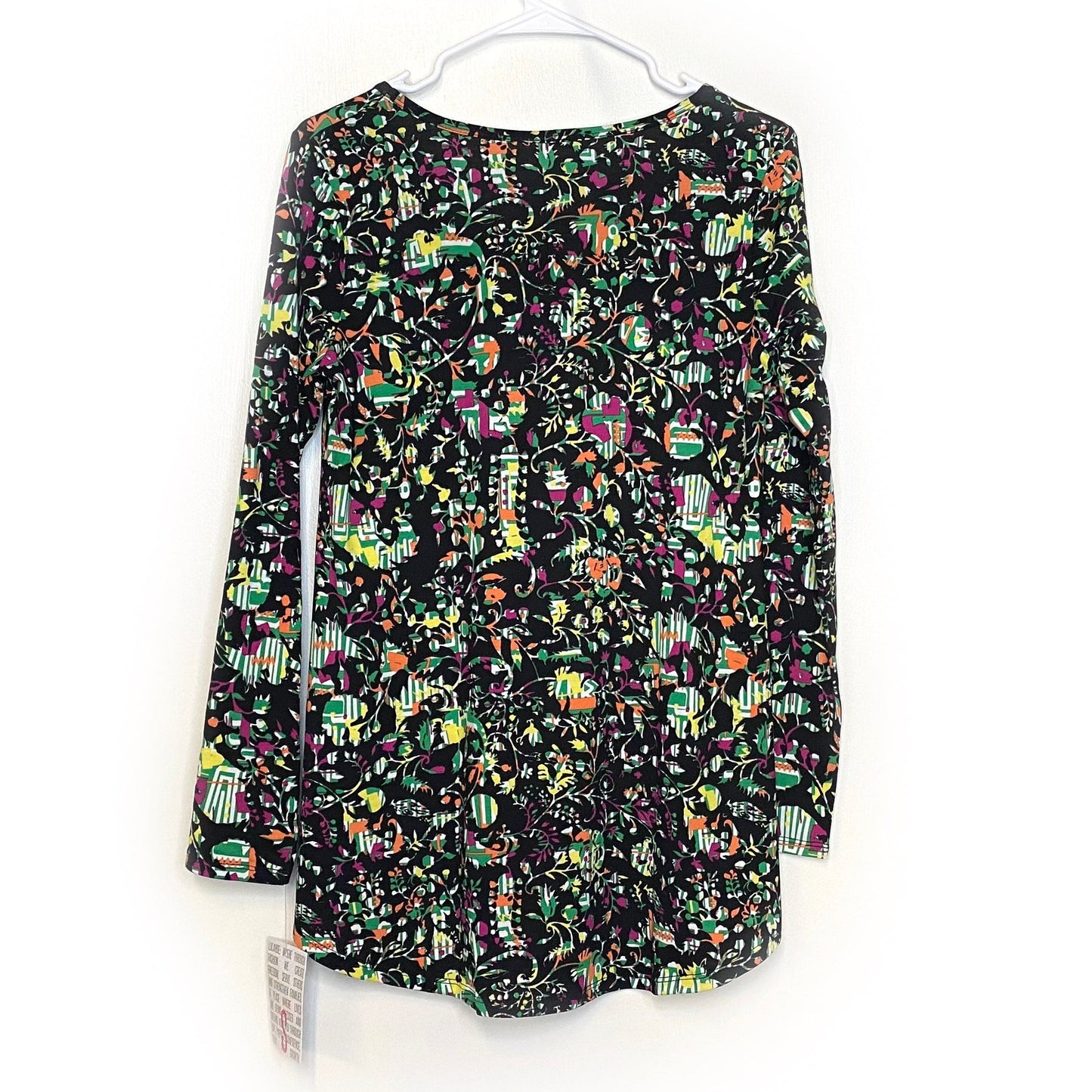 LuLaRoe Womens S Black/Multicolor Lynnae Abstract/Floral T-Shirt L/s NWT