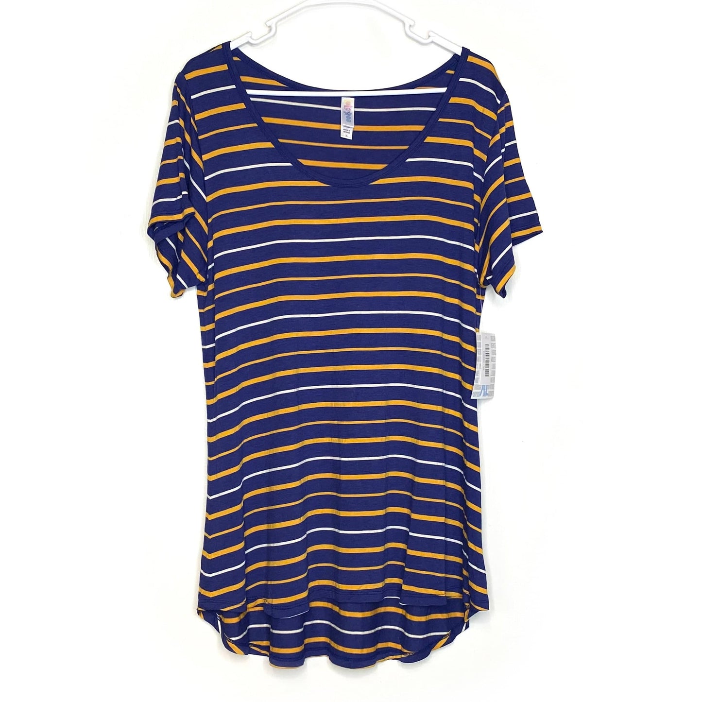 LuLaRoe Womens XL Orange/White/Blue Classic T Striped T-Shirt S/s NWT
