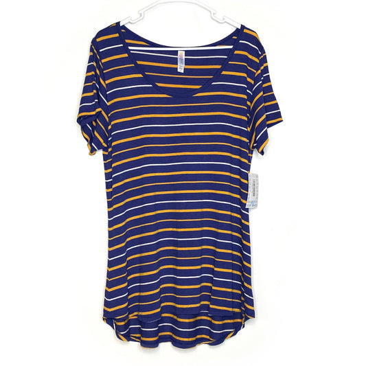 LuLaRoe Womens XL Orange/White/Blue Classic T Striped T-Shirt S/s NWT