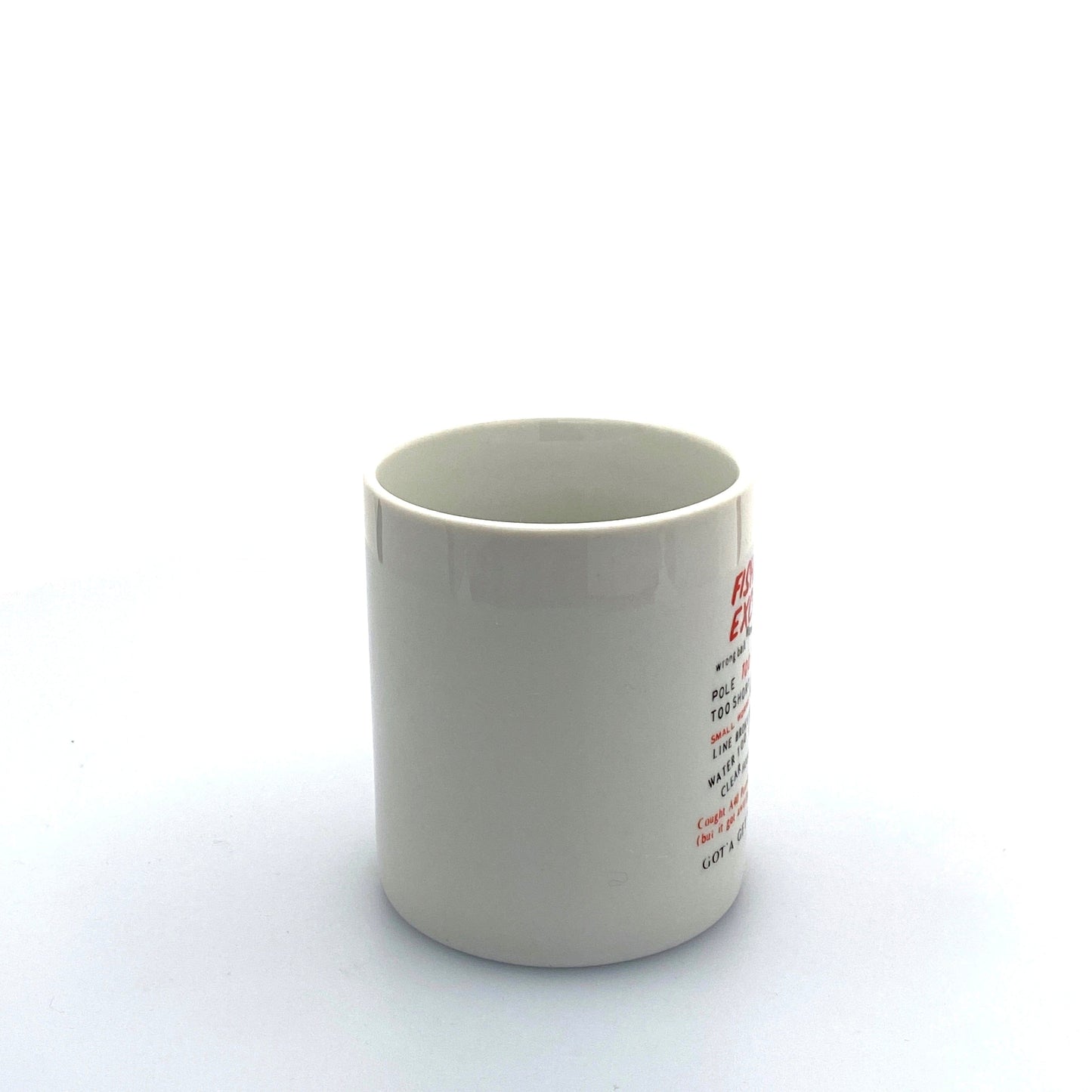 Novelty “Fisherman’s Excuse Mug” Humor White Ceramic Coffee Mug