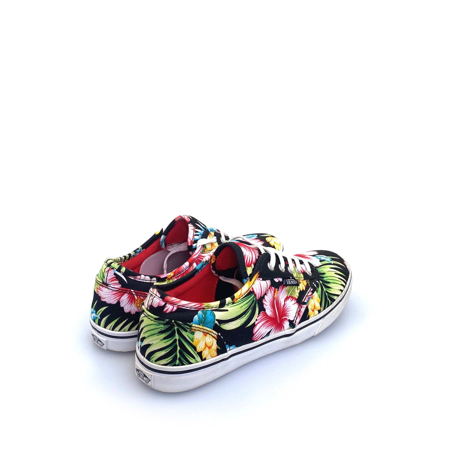 Vans Womens Classic Sneakers, Size 6, Black Hawaiian Floral Lace Up Shoes NEW
