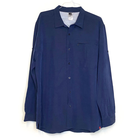 The North Face Mens Size XXL Navy Blue Soft Vented Button-Up Shirt L/s Pre-Owned