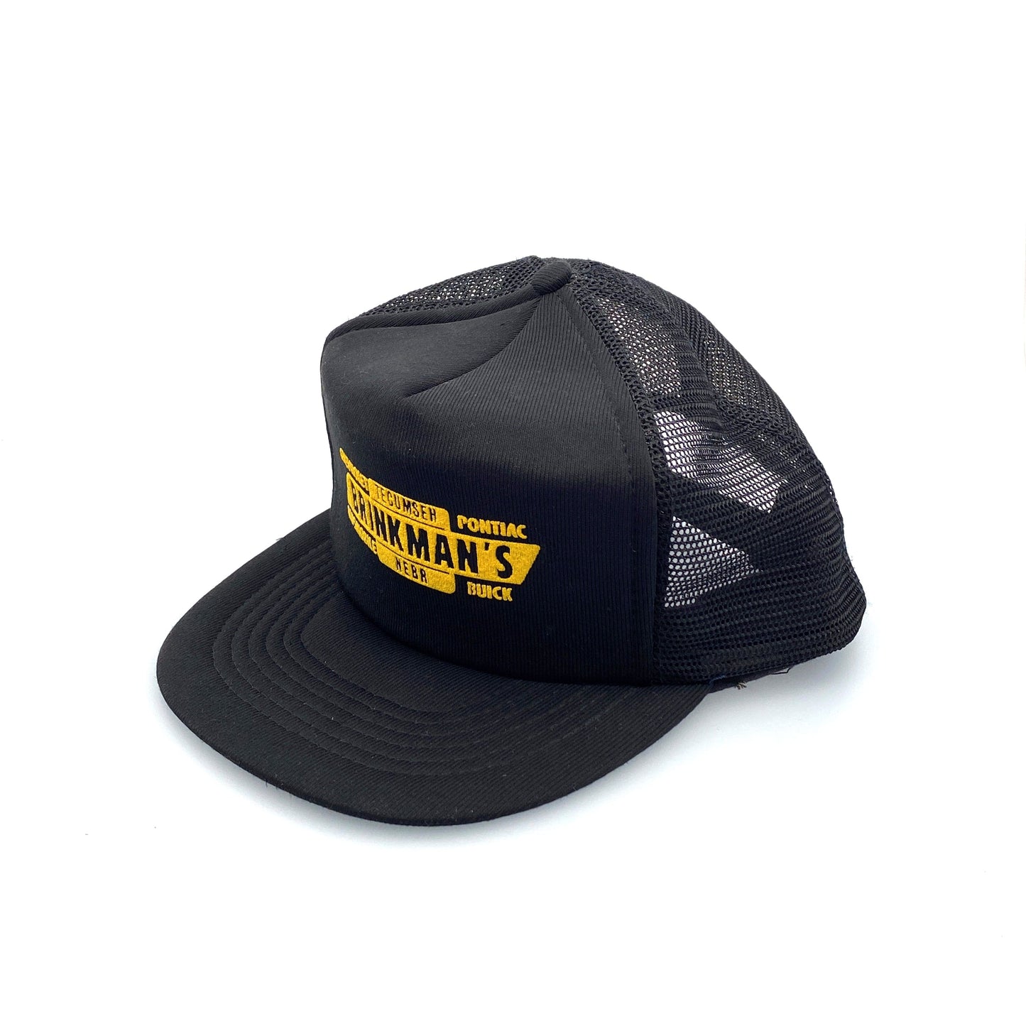Vintage Brinkman’s Chevrolet Pontiac Black Foam Mesh Trucker Hat SnapBack OS Oldsmobile Buick