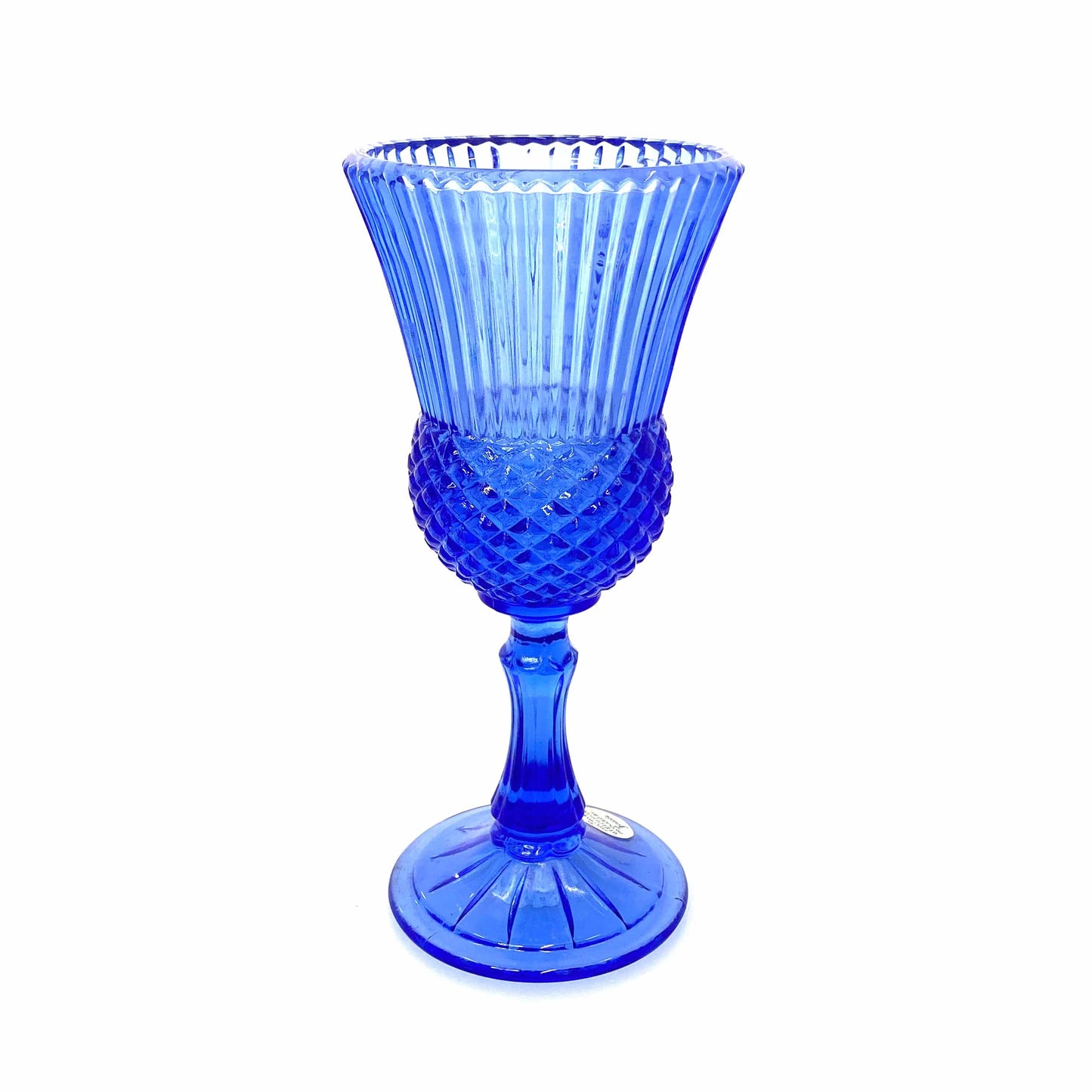 Vintage Avon by Fostoria 8” Glass Candle Holder Cobalt Blue MARTHA & GEORGE WASHINGTON 1976, Set of 2