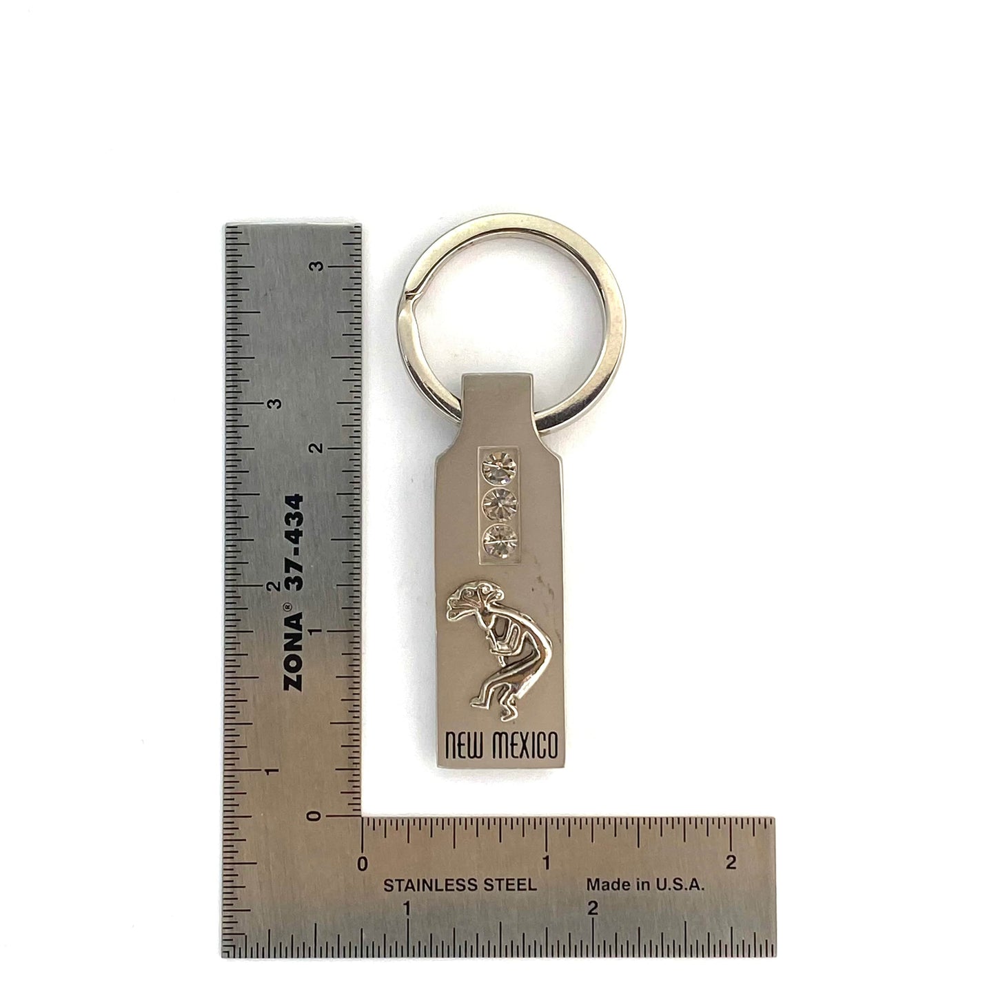 New Mexico Pewter Stones Rectangular Keychain Key Ring Tag Rectangular