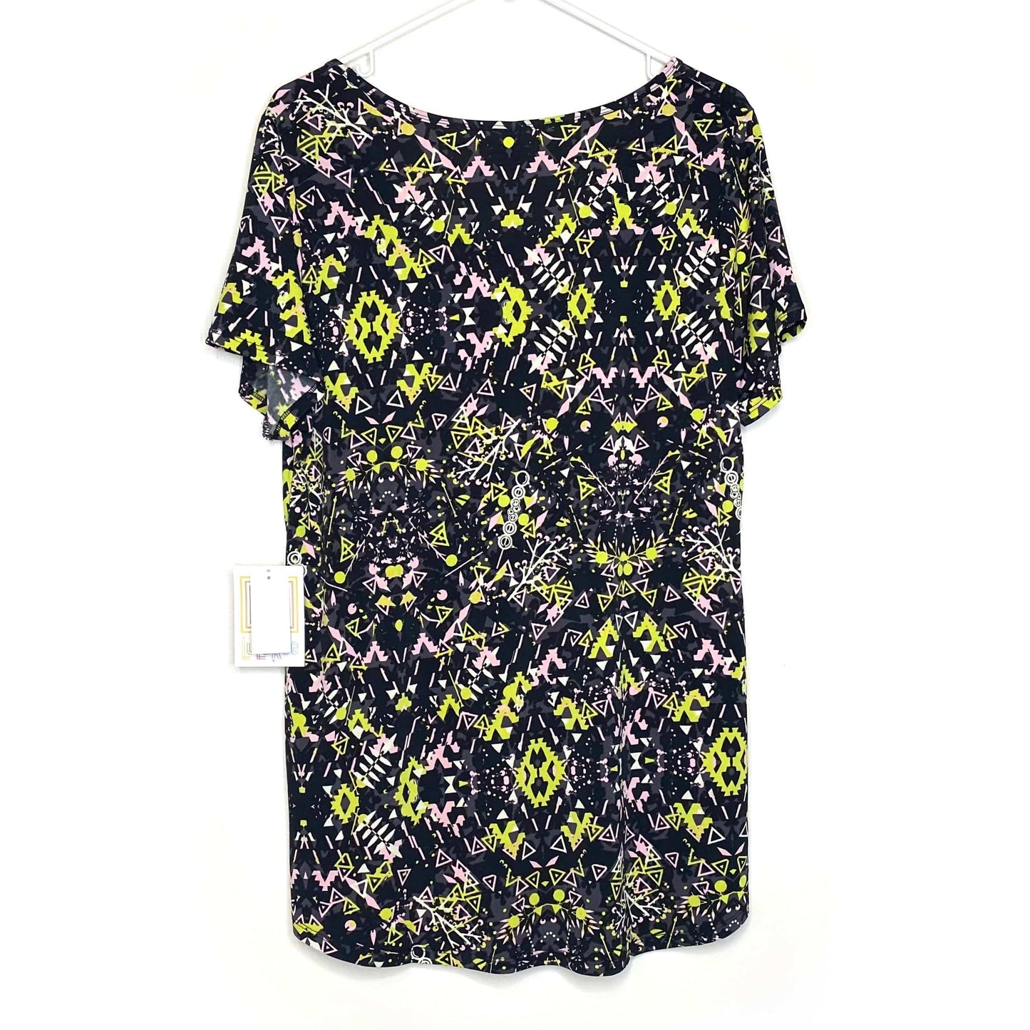 LuLaRoe Womens L Pink/Yellow/Black Classic T Abstract T-Shirt S/s NWT