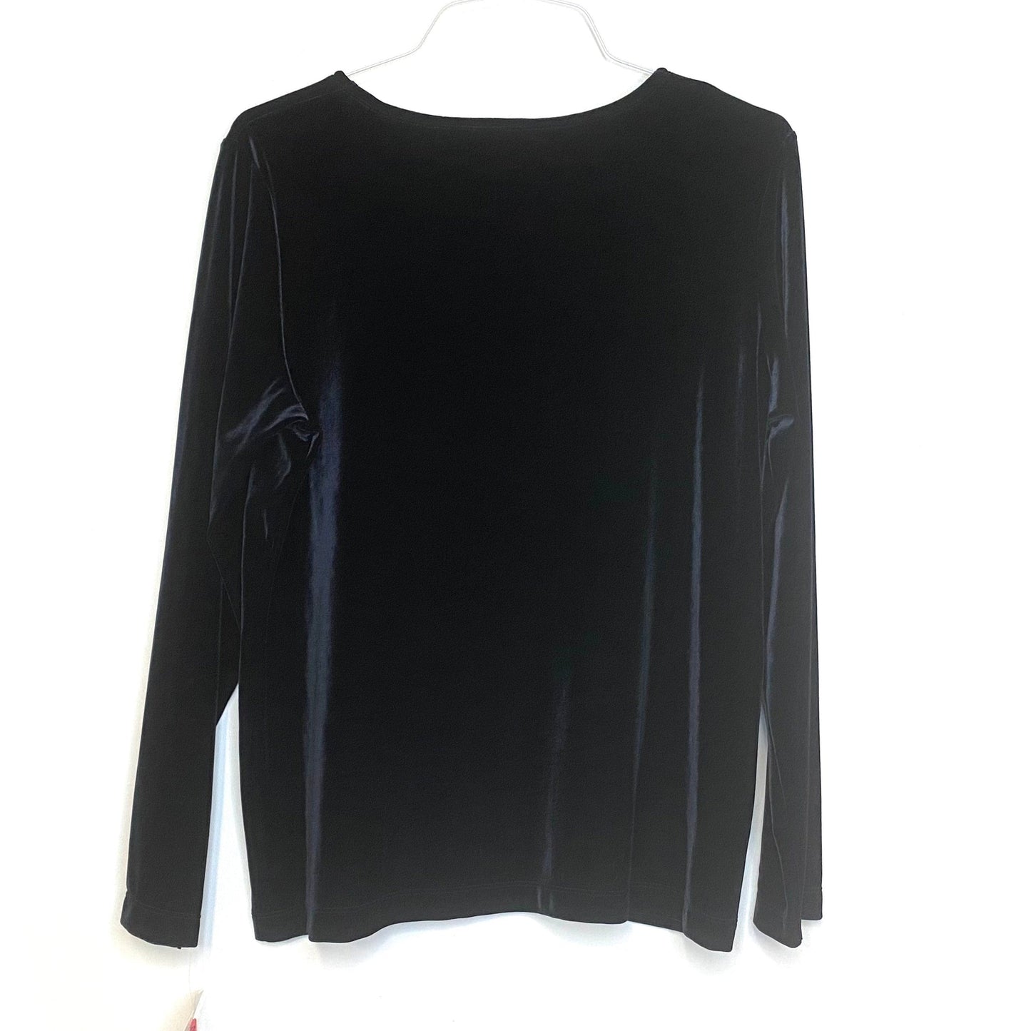 Susan Bristol Womens Size L Shimmery Black Velour Shirt Top L/s NWT