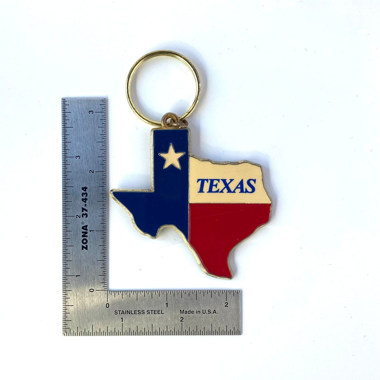 Star of Texas Souvenir Keychain Key Ring Metal/Enamel Goldtone Pre-Owned