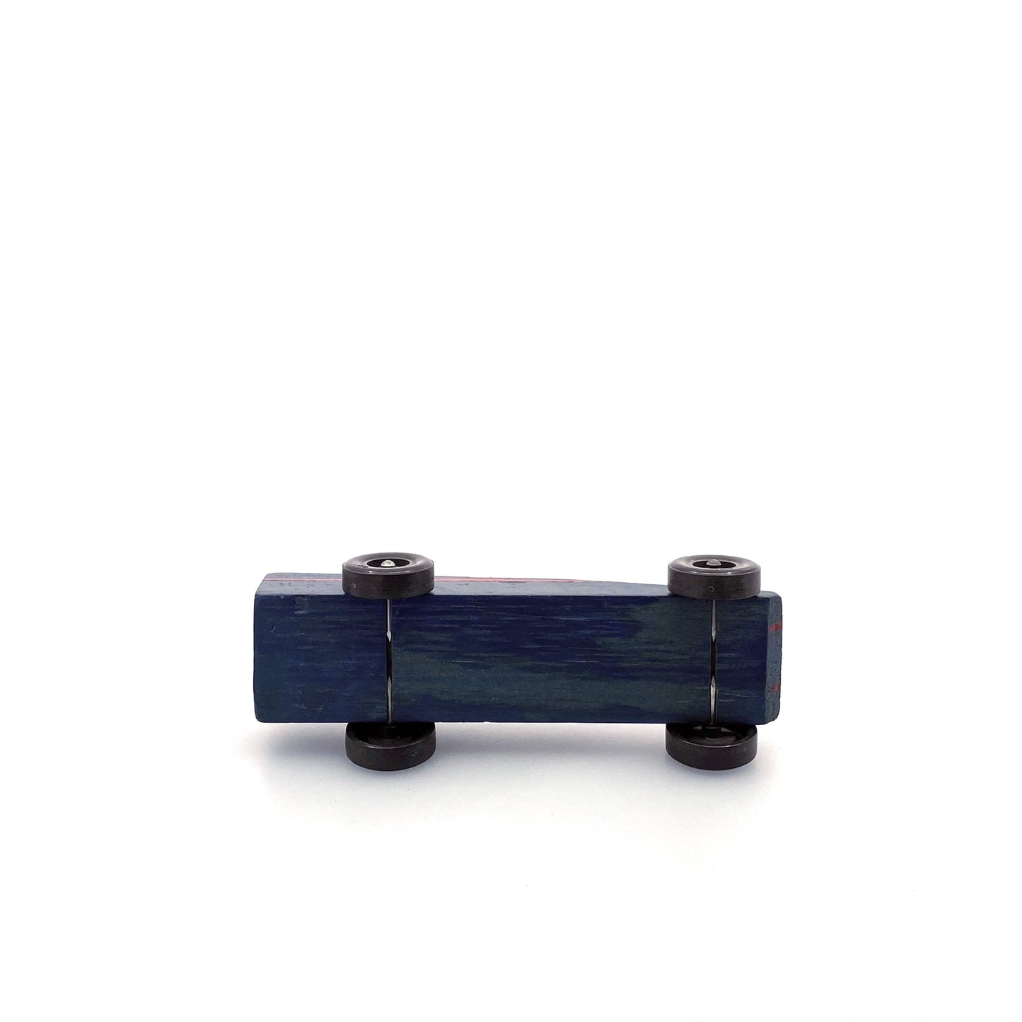 Vintage Pinewood Derby Car Wood Blue Red Stripes Pre-Owned