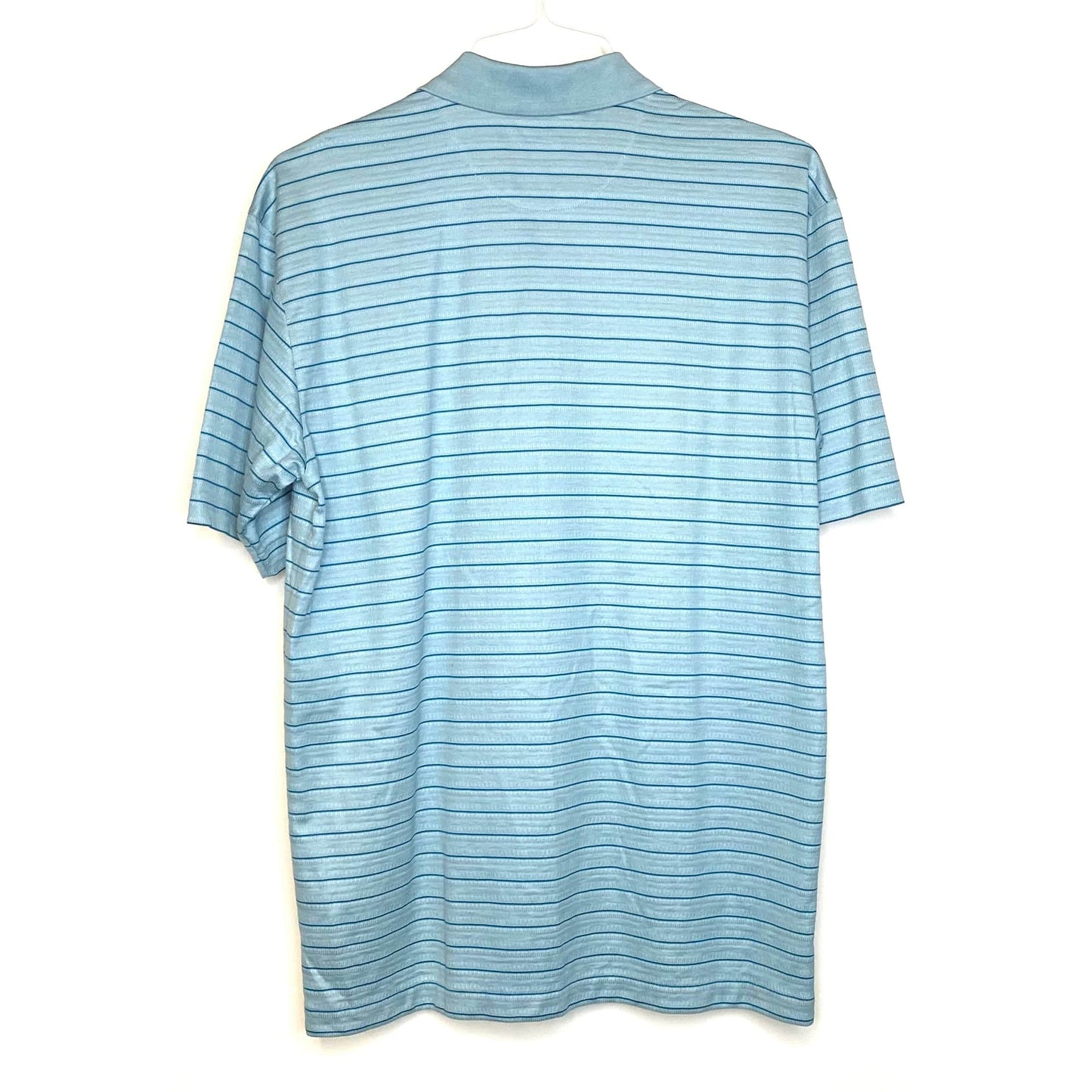 Men's Polo Golf Shirt - Size L - Gray Striped - Short Sleeve