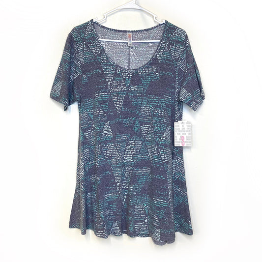 LuLaRoe Womens S Heather Gray Abstract Perfect T Swing Top S/s NWT