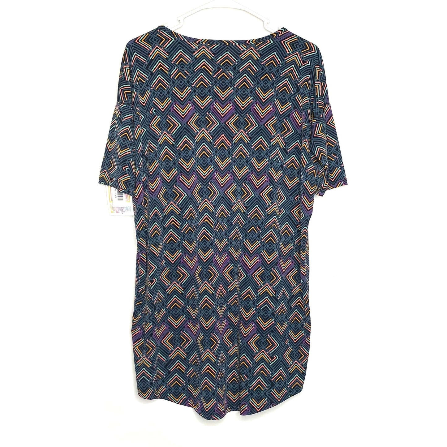 LuLaRoe | Chevron Irma S/s Tunic Top | Color: Green/Orange/Purple | Size: XXS | NWT
