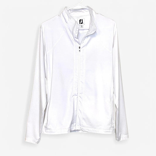 FootJoy Women's White Zip-Up Golf Pullover Jacket - Size L - Long Sleeve