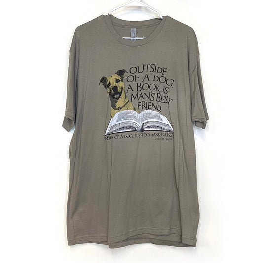 Next Level Men's Novelty T-Shirt - XL - "Outside of a Dog" Graphic - Light Brown