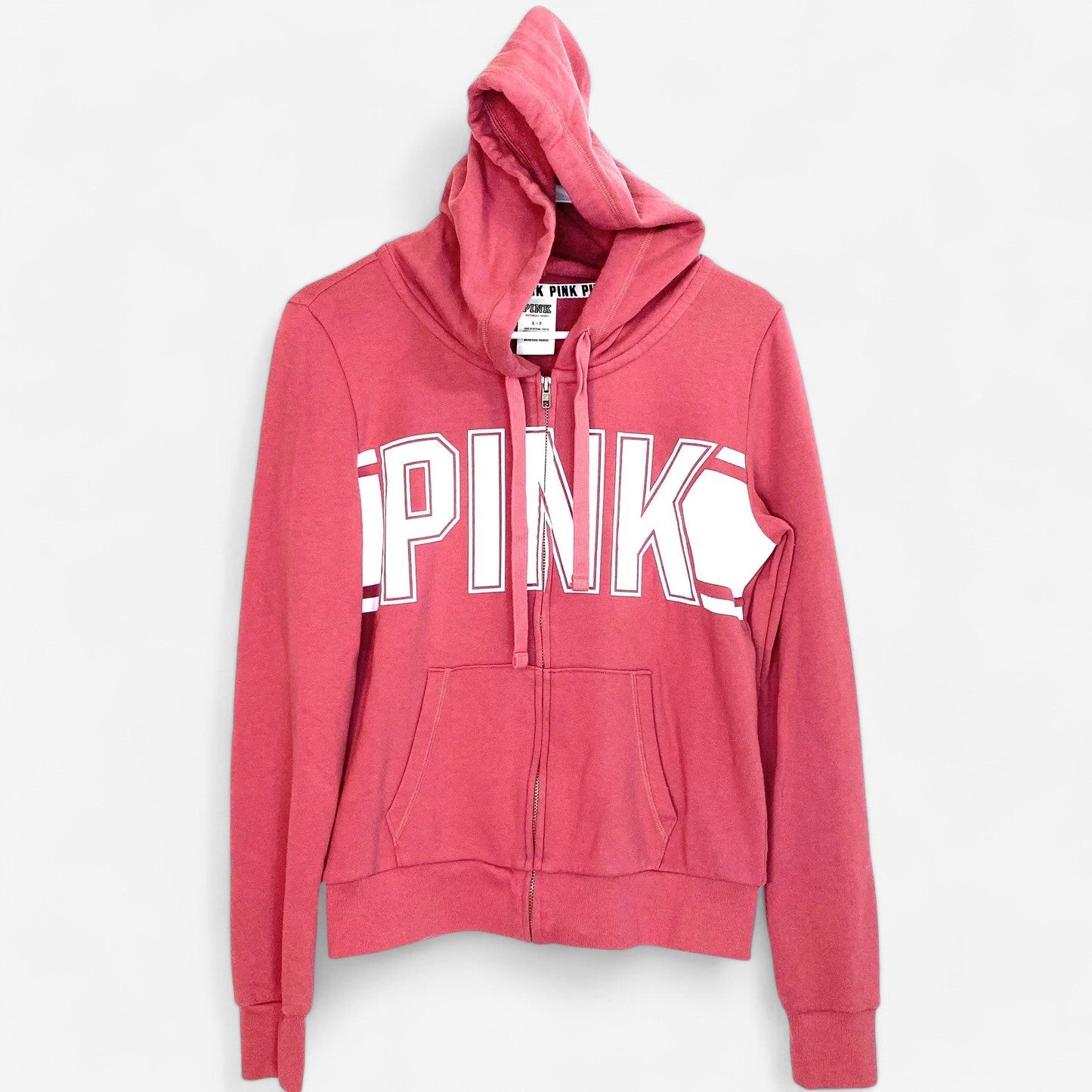PINK by Victoria's Secret Women's Full-Zip Long Sleeve Hoodie Sweatshirt - Pink - Size S