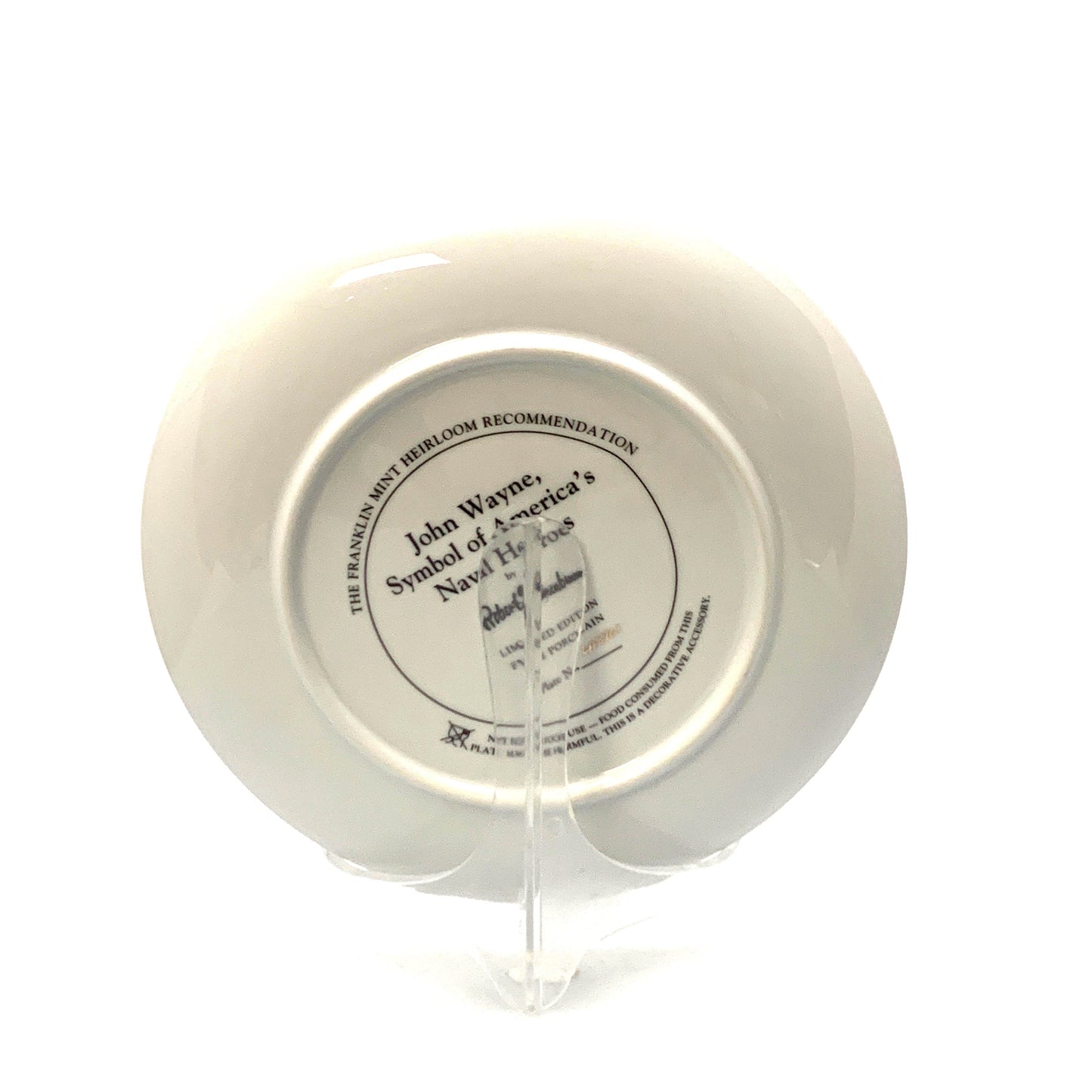John Wayne | Symbol Of America’s Naval Heroes | Franklin Mint Collectors Plates Series | 8 in.