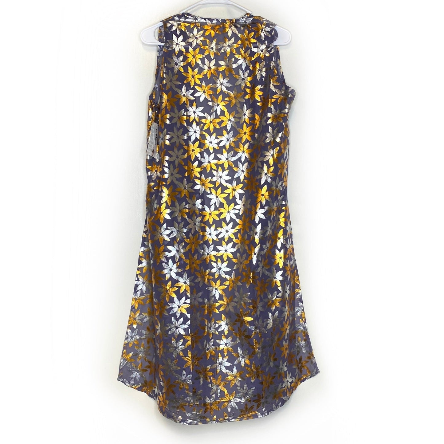 LuLaRoe Womens Size S ELEGANT Purple/Gold/Silver Joy Floral Duster Vest Sleeveless NWT