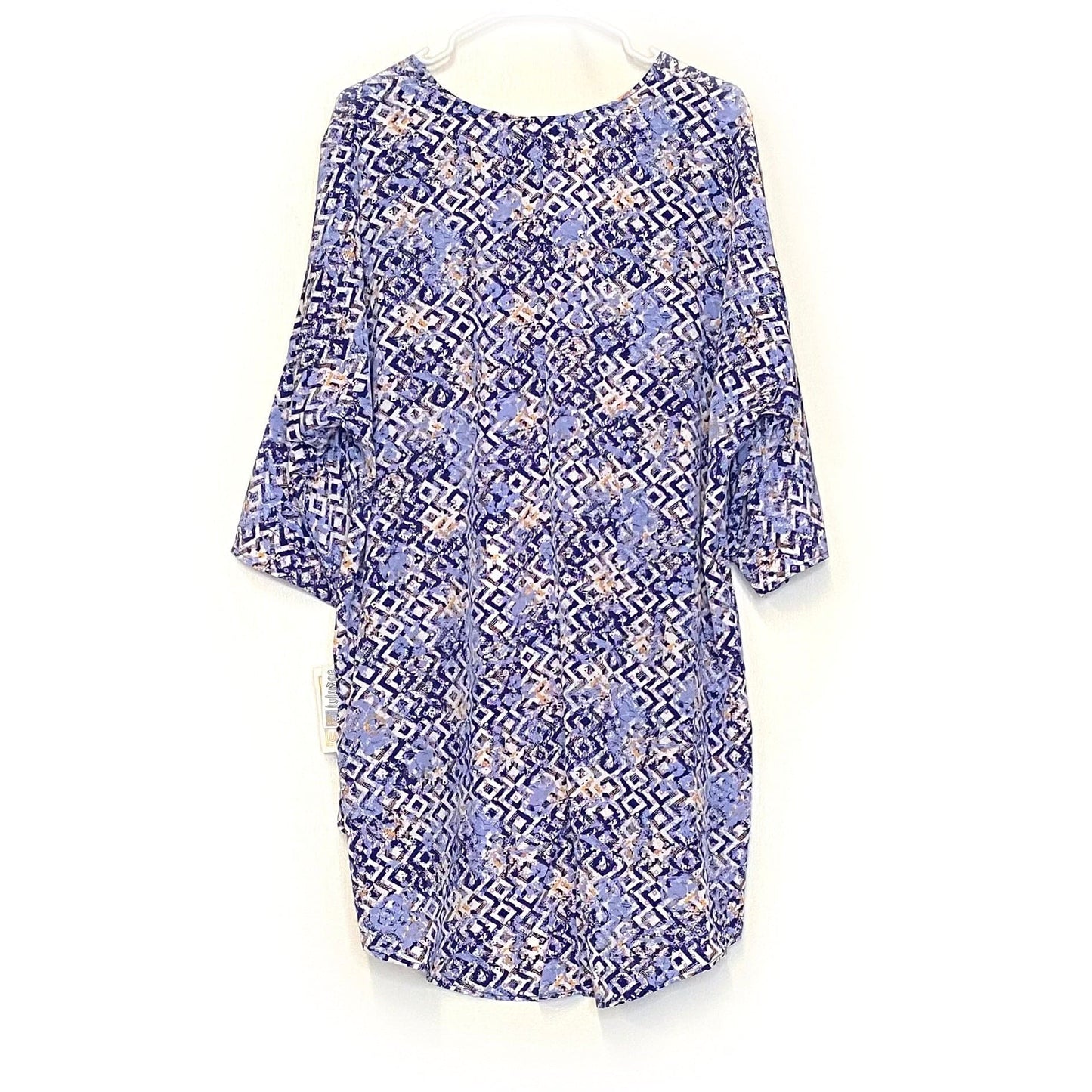 LuLaRoe | Blue/White Lindsay Geometric Cardigan Sweater | Size: L | 3/4 Sleeves | NWT