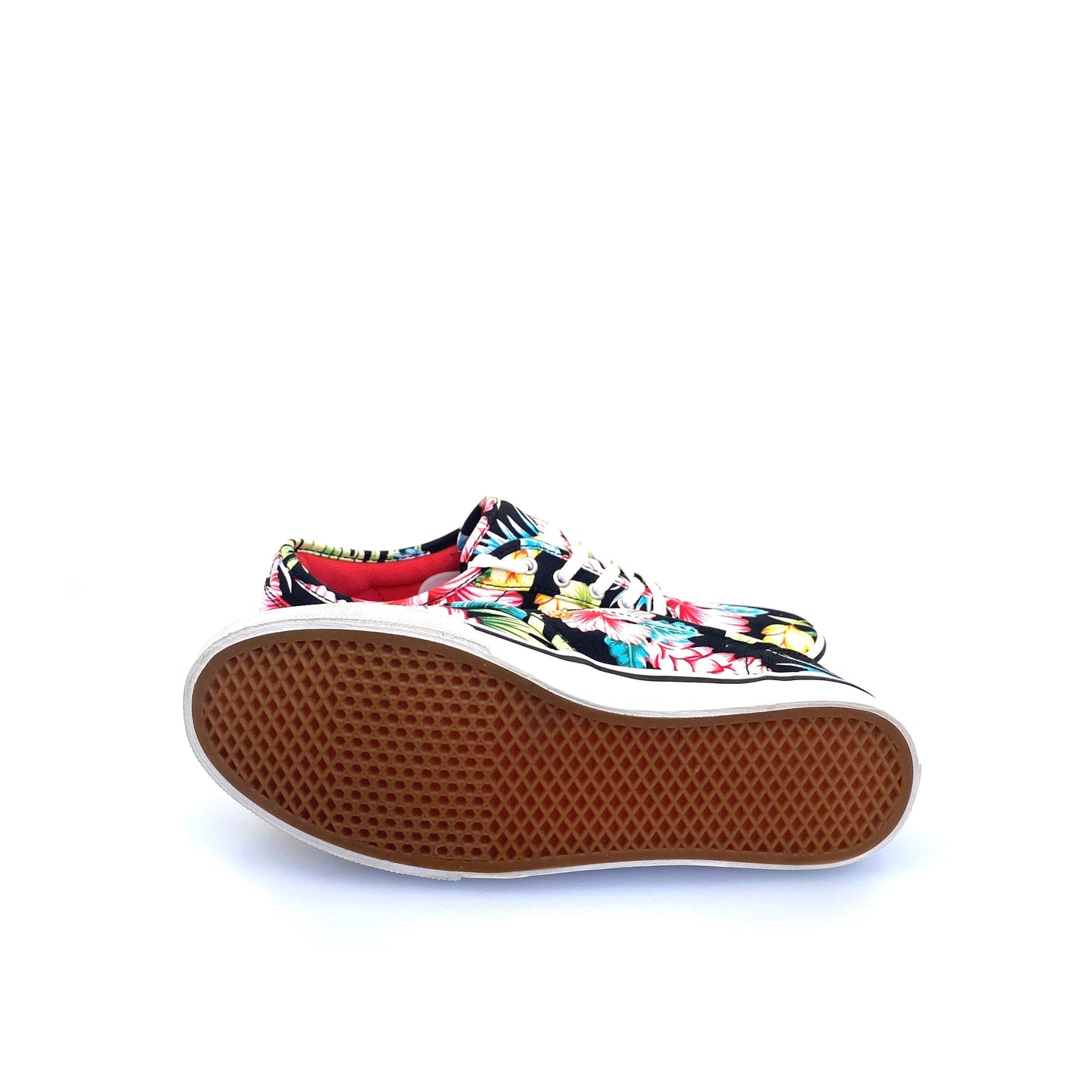 Vans Womens Classic Sneakers, Size 6, Black Hawaiian Floral Lace Up Shoes NEW