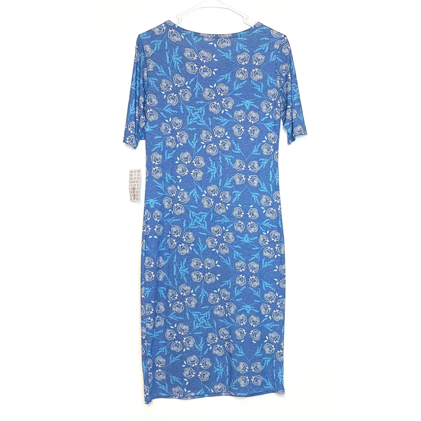 LuLaRoe Julia Bodycon Dress | S (4-6) | Blue/Pink | Damask | NWT