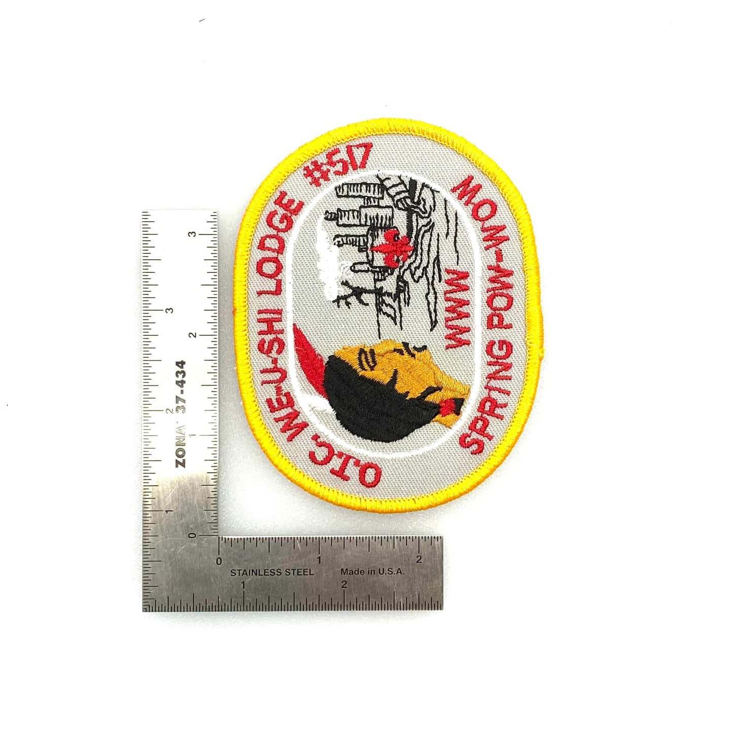Vintage Boys Scouts of America “517 We-U-Shi Lodge Spring Pow-Wow” Badge Patch Oval NEW