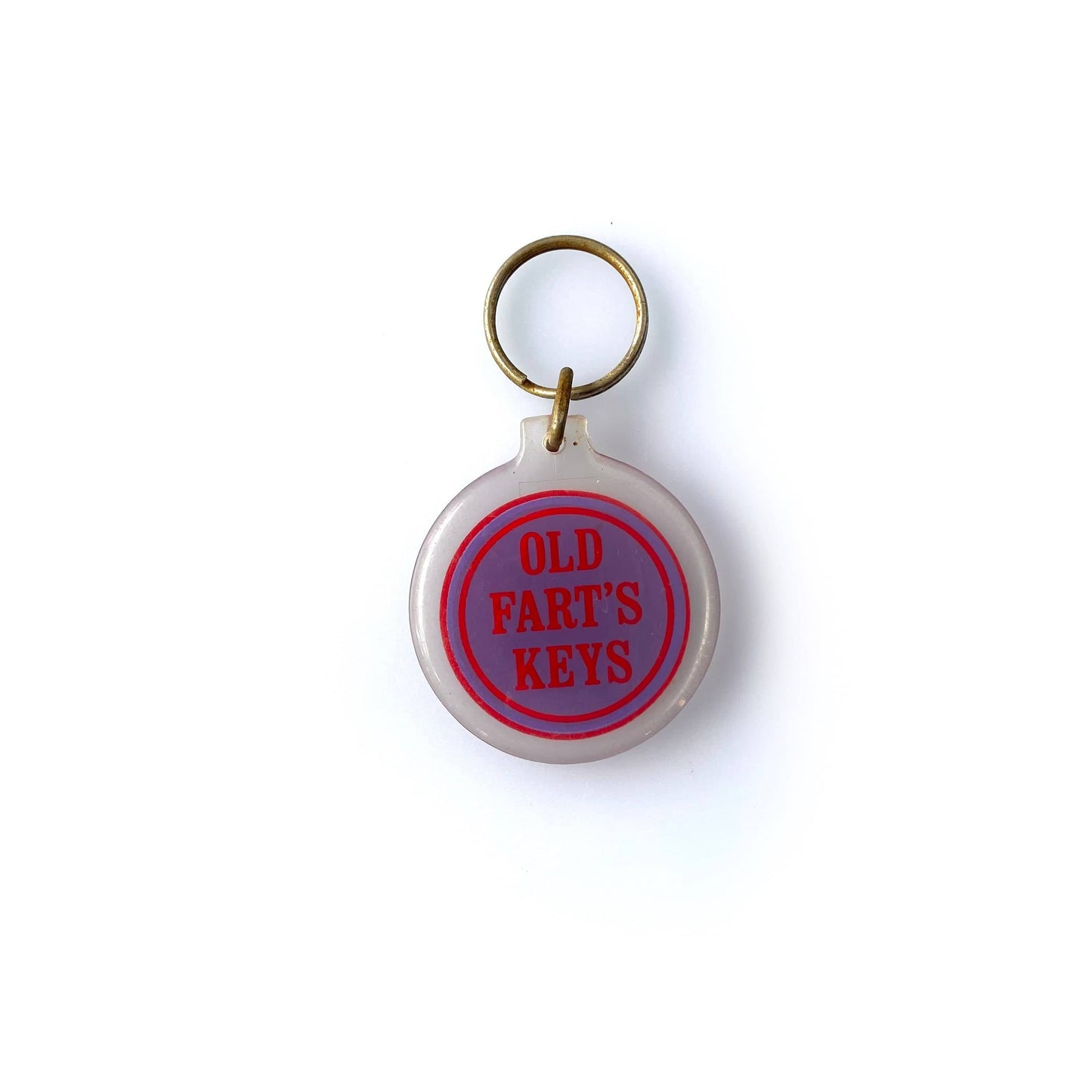 Vintage Novelty “Old Farts Keys” Keychain Key Ring Round Acrylic Humorous