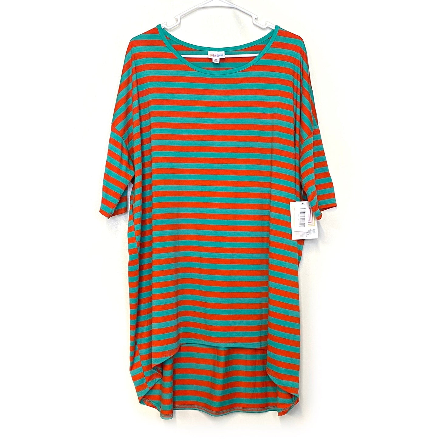 LuLaRoe | Irma Striped S/s Top | Color: Green/Red | Size: XL | NWT