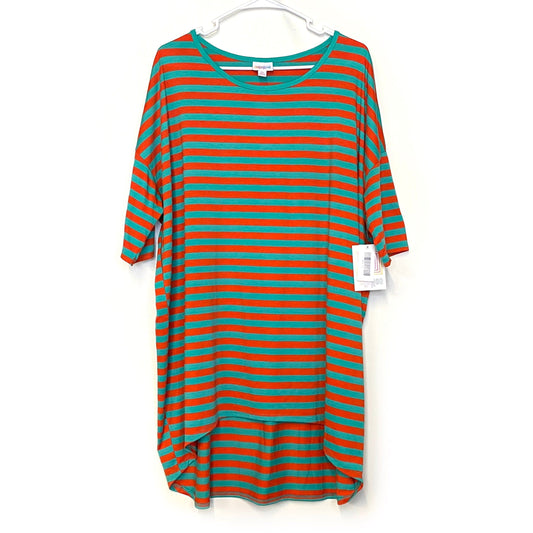LuLaRoe | Irma Striped S/s Top | Color: Green/Red | Size: XL | NWT