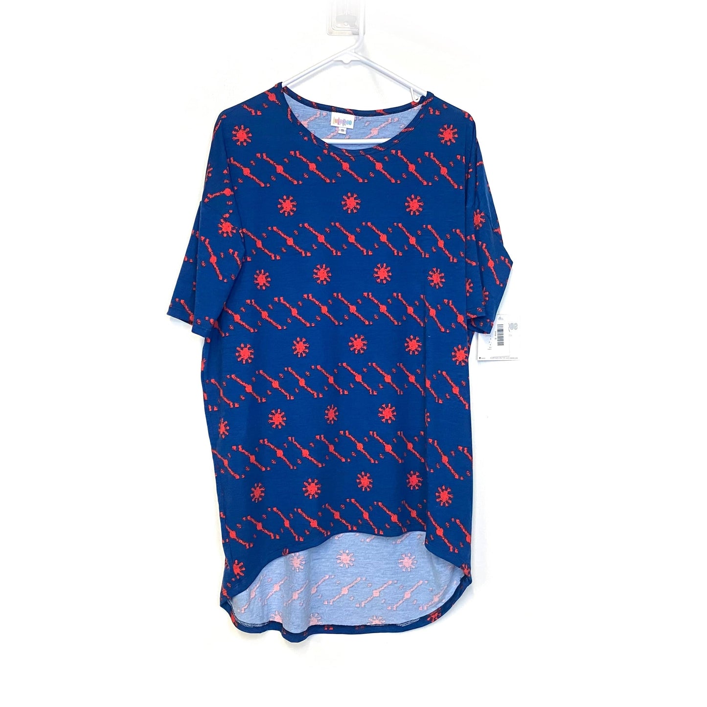 LuLaRoe Womens Size S Irma Blue/Red Graphic T-Shirt S/s NWT