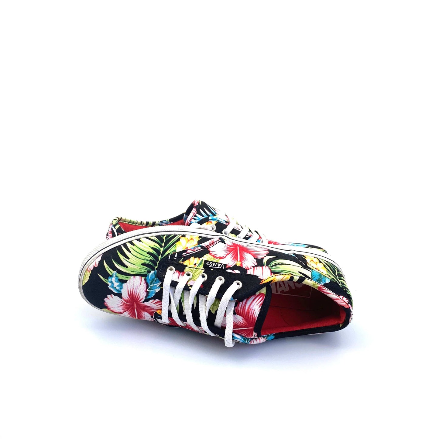 Vans Womens Classic Sneakers, Size 6, Black Hawaiian Floral Lace Up Shoes NEW