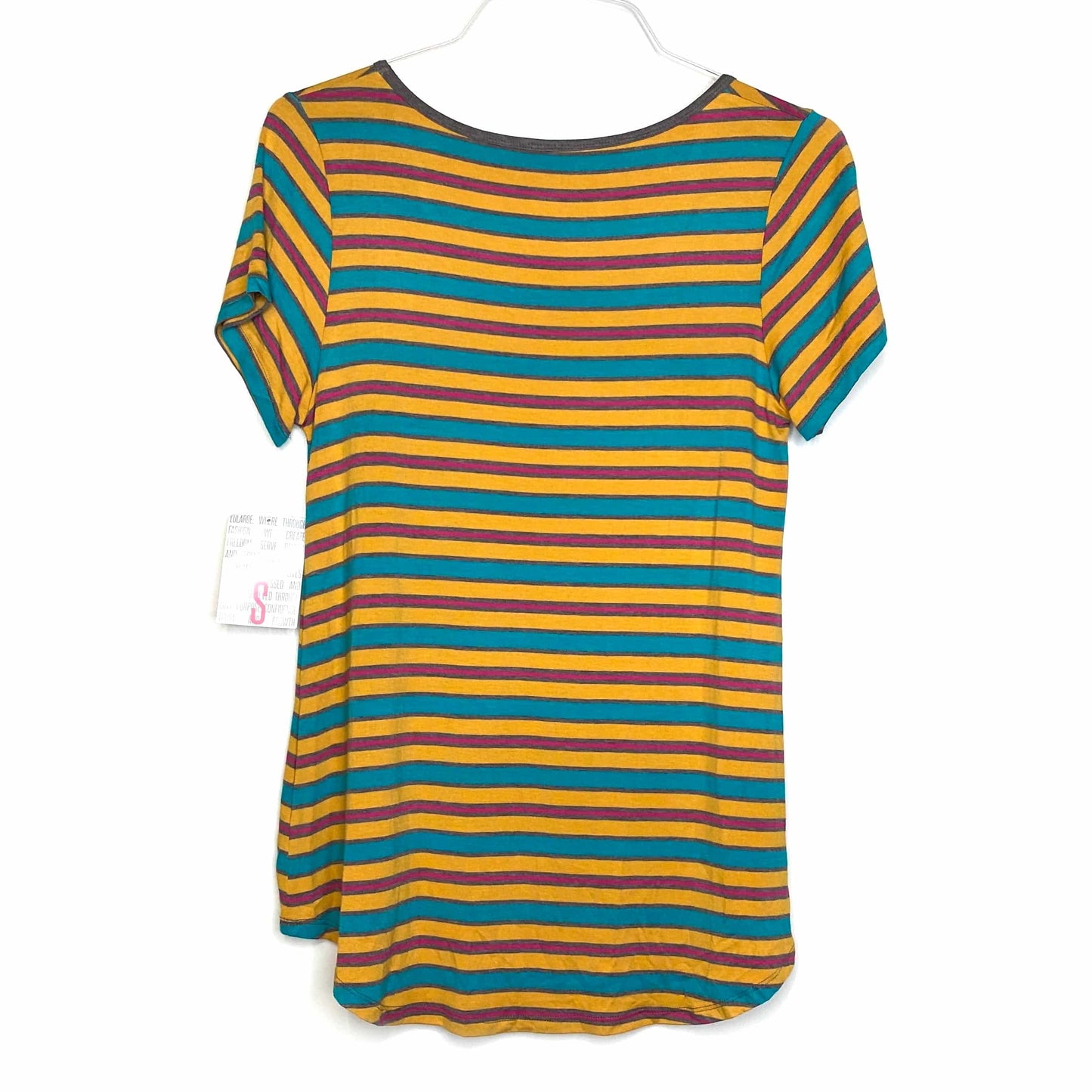 LuLaRoe Womens S Blue/Red/Yellow Stiped Classic T Shirt S/s NWT