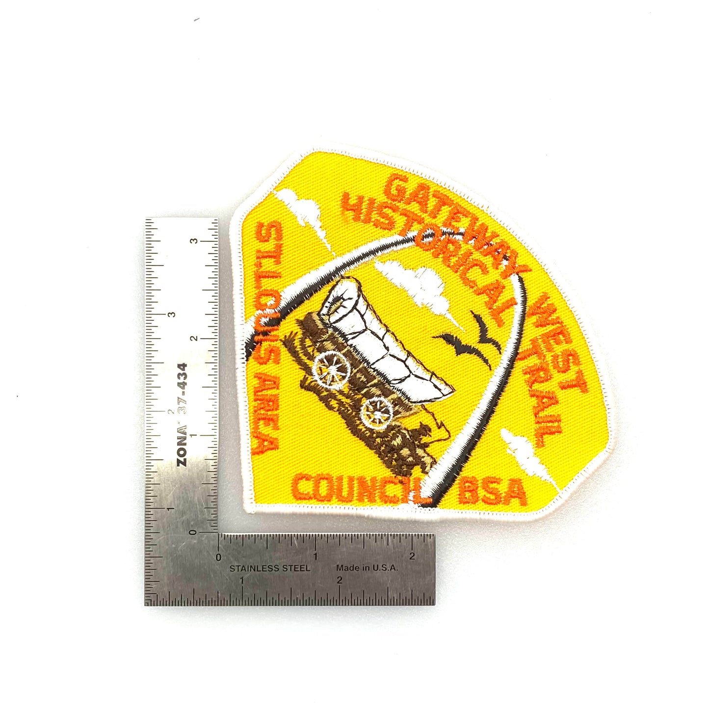 Vintage “Gateway West Historical Trail - St Louis Area Council” Boys Scouts of America Badge Patch Diamond NEW