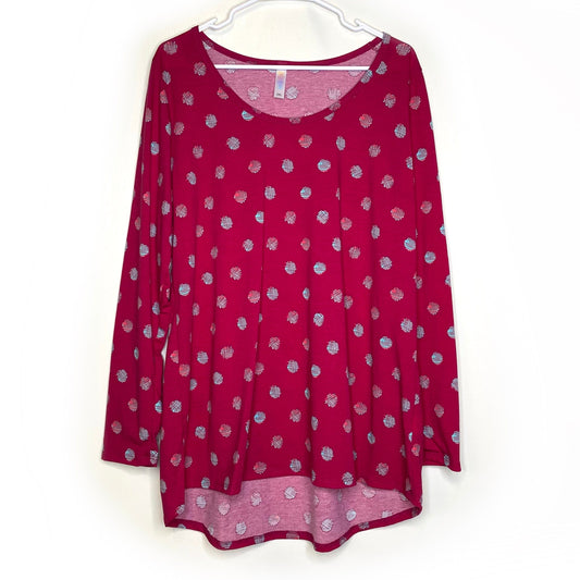 LuLaRoe Womens 2XL Red Spotted Lynnae L/s Activewear Top NWT