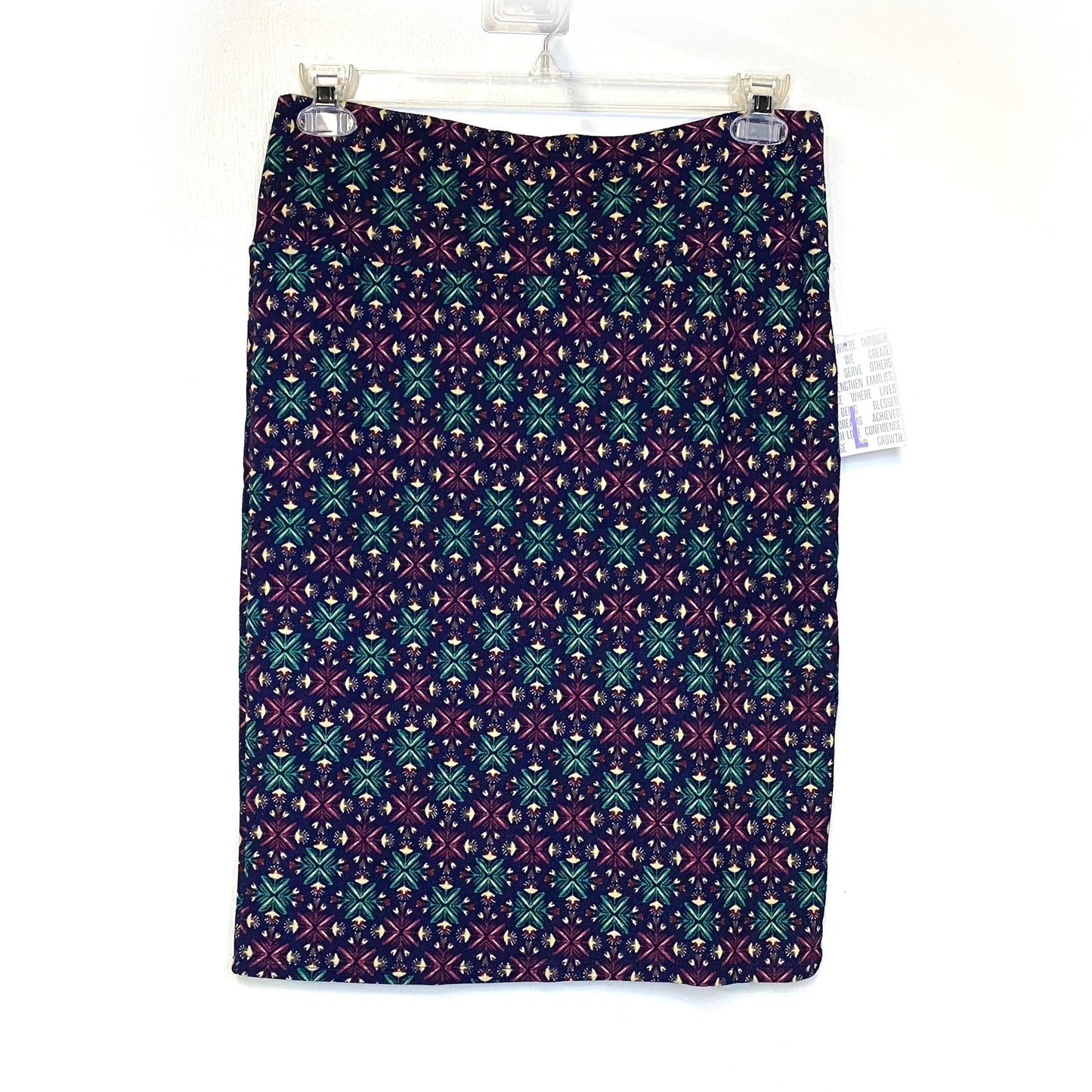 LuLaRoe Womens L Cassie Skirt Green/Pink/Black Geometric NWT