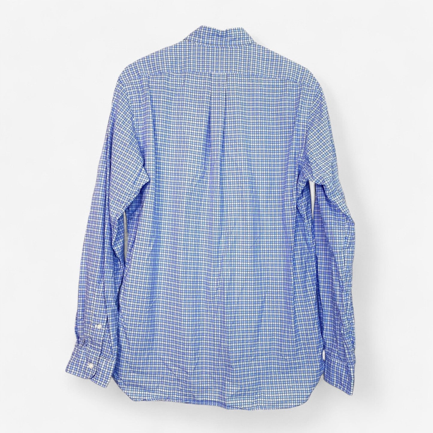 Ralph Lauren Men's Blue & White Checked Dress Shirt - Size M - Long Sleeve Button-Down
