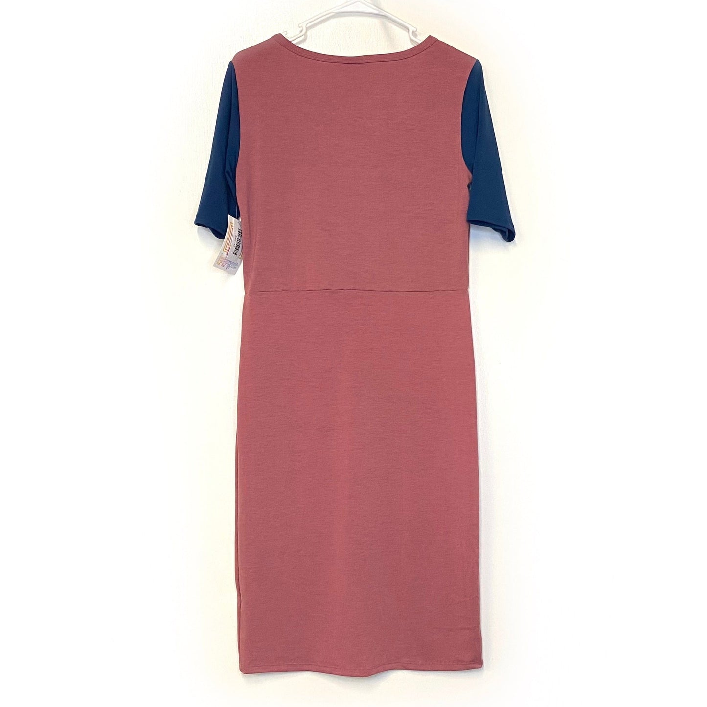 LuLaRoe Julia Bodycon Dress | M (8-10) | Blue/Pink | Colorblock | NWT