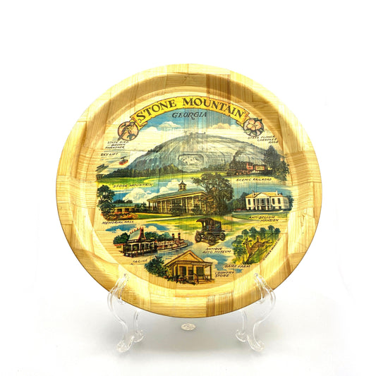 Stone Mountain Georgia Collectible Travel Souvenir Plate Women Wood Pre-Owned