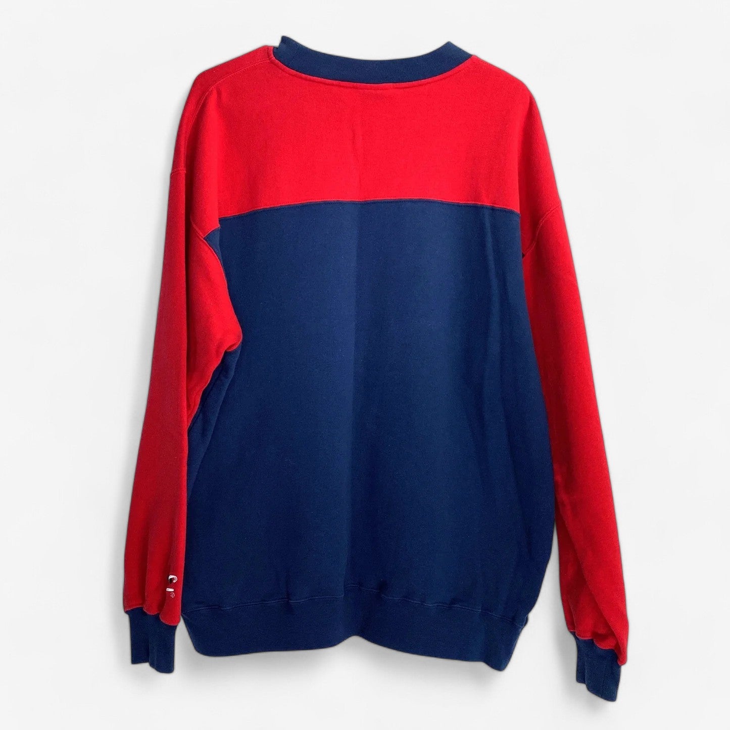 Vintage Chase Authentics Men's Red & Blue Colorblock Pullover Sweatshirt - Size L - Embroidered Logo