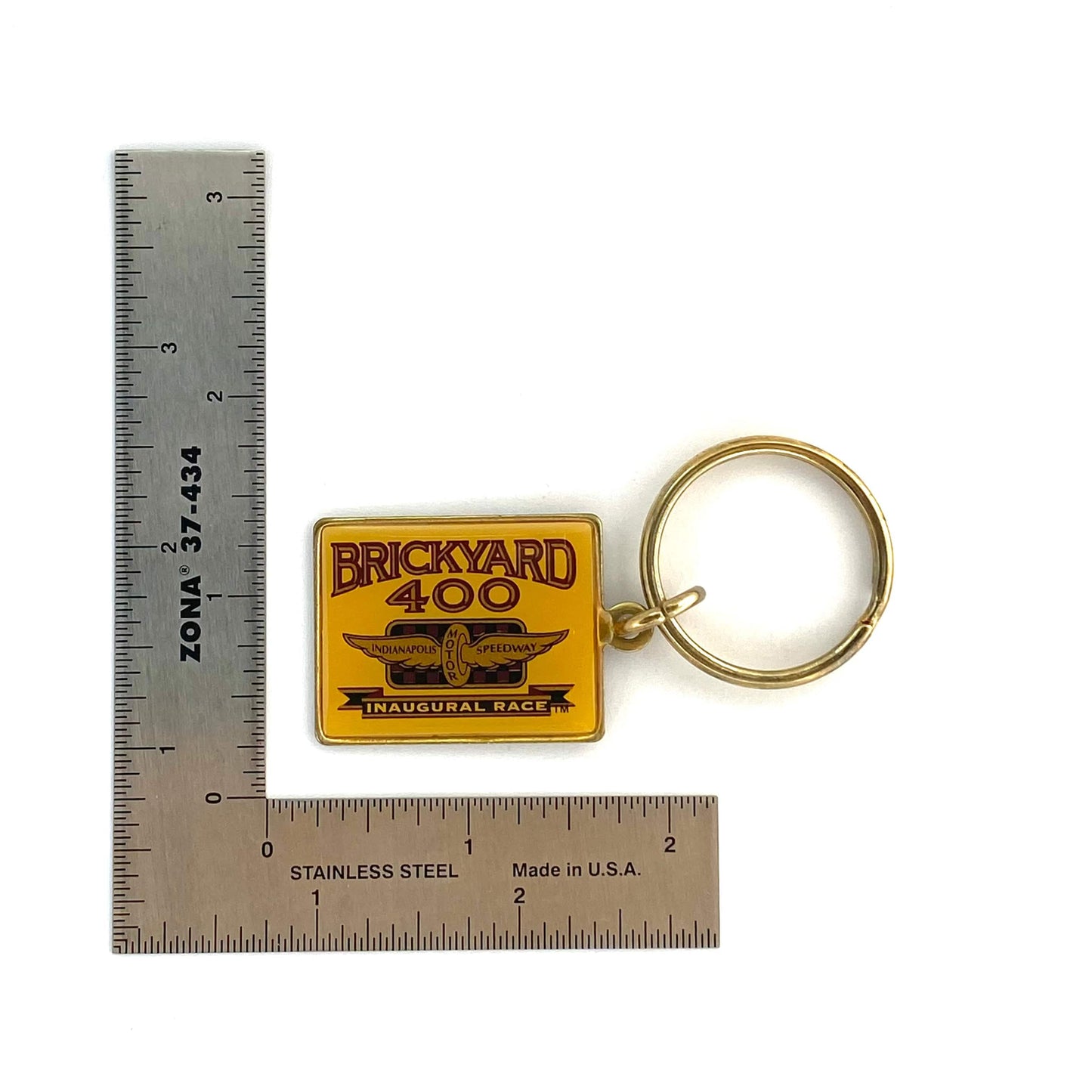 Vintage Brickyard 400 Inaugural Race Enamel Keychain Key Ring Indianapolis Motor Speedway