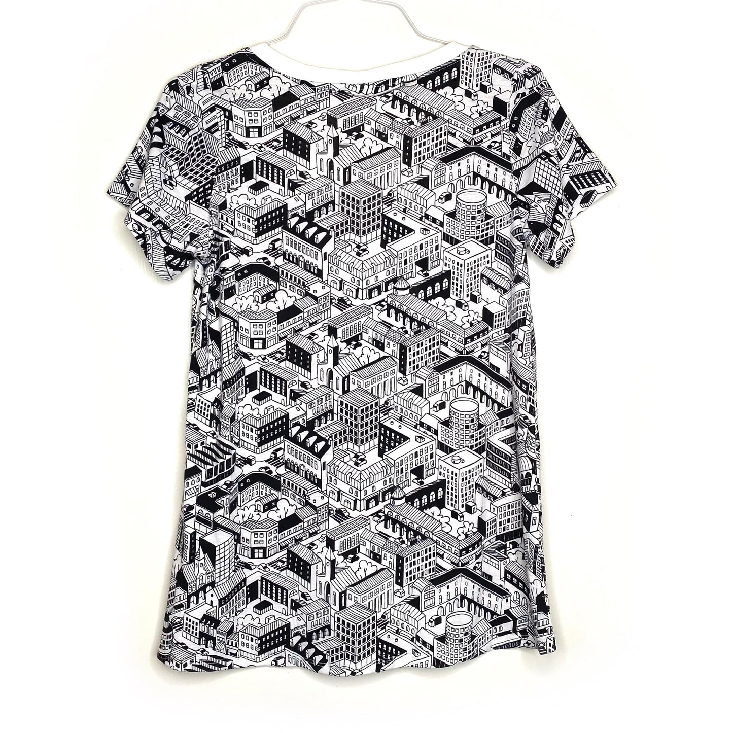 LuLaRoe Womens S White/Black Christy T Cityscape T-Shirt S/s NWT