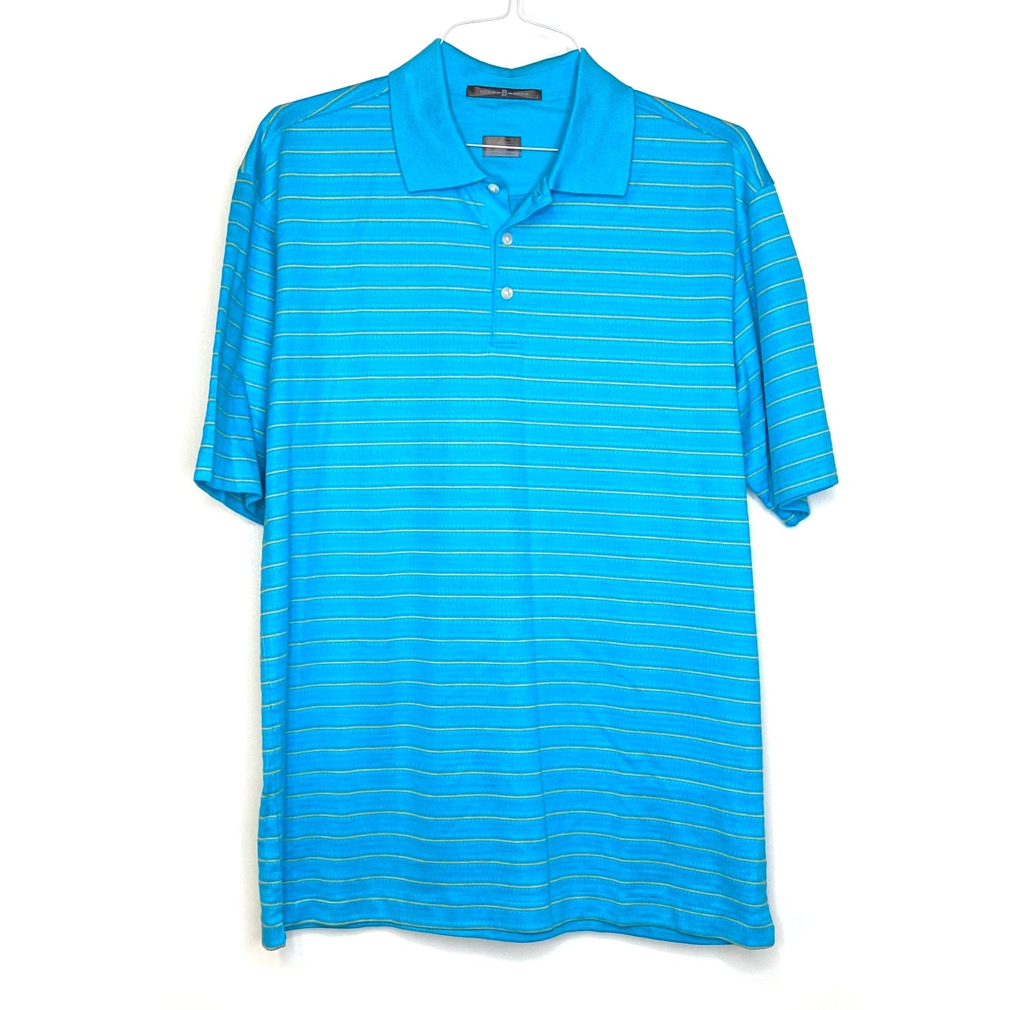 Men's Polo Golf Shirt - Size M - Blue Striped - Short Sleeve