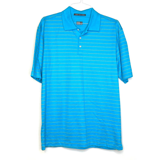 Men's Polo Golf Shirt - Size M - Blue Striped - Short Sleeve
