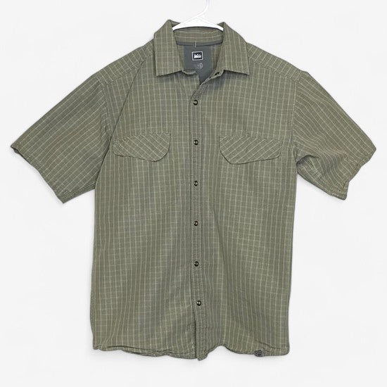 REI Men's Green Casual Snap-Up Short Sleeve Shirt - Lightweight & Breathable, Size S