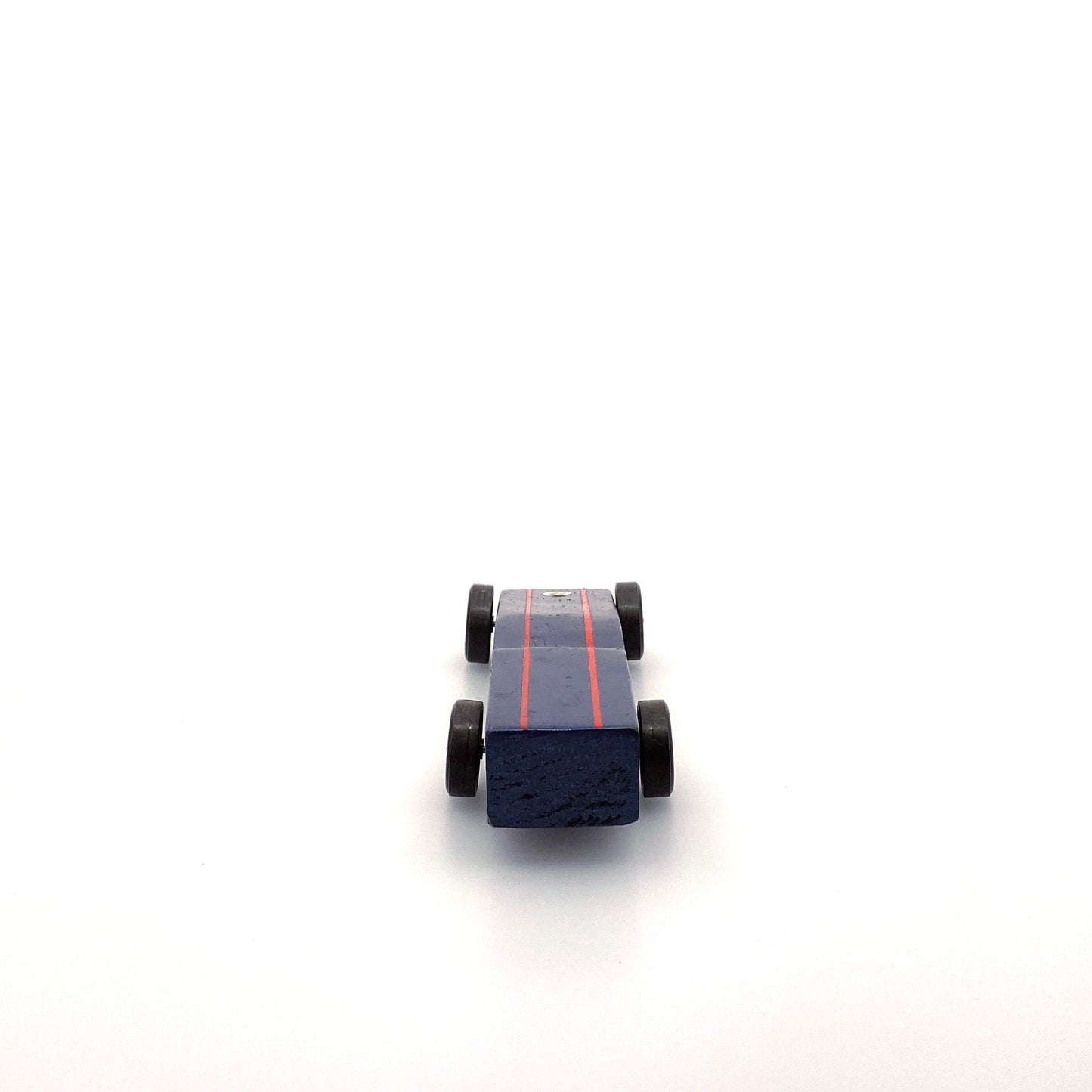 Vintage Pinewood Derby Car Wood Blue Red Stripes Pre-Owned