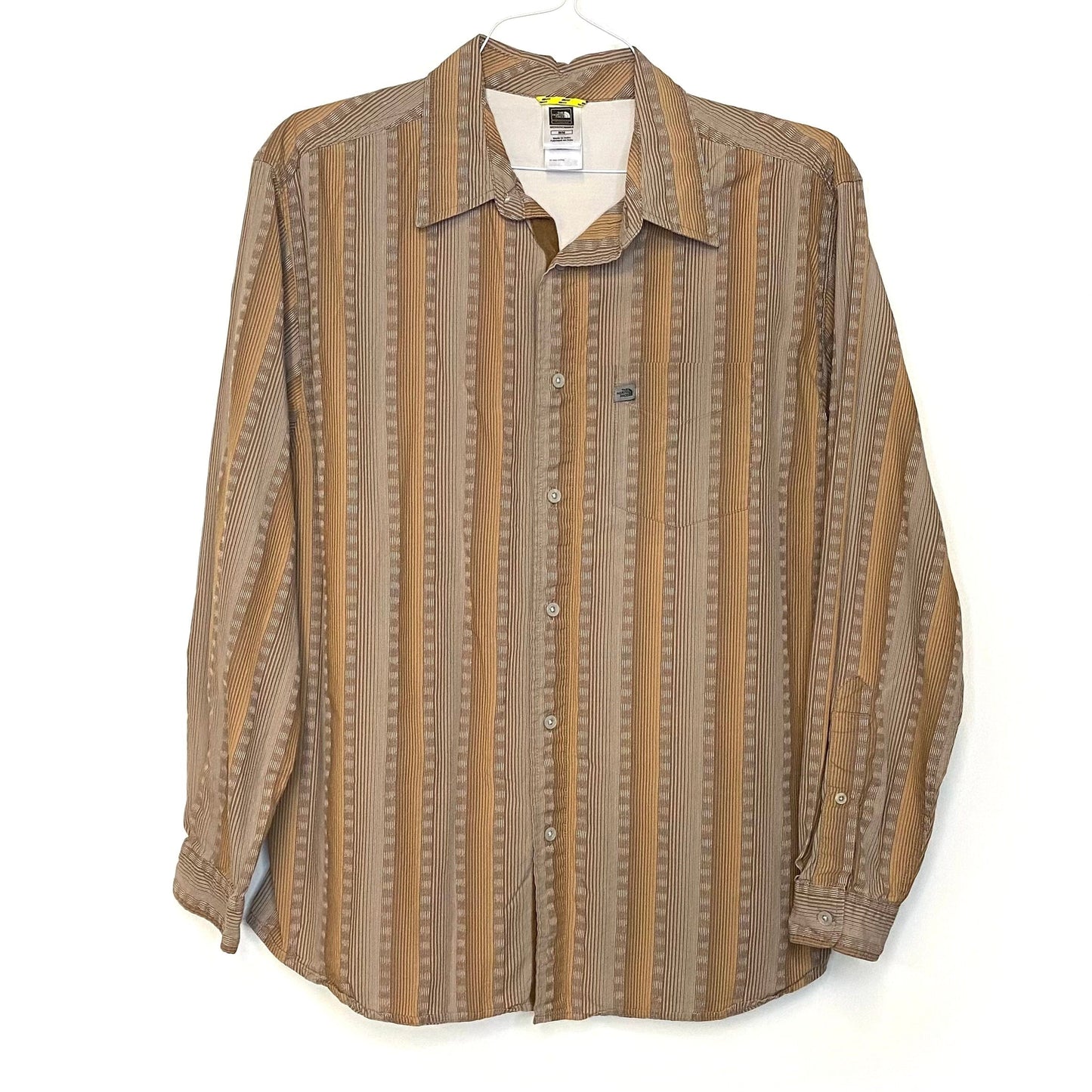 The North Face Mens Size M Brown Striped Casual Button-Up Shirt L/s Pre-Owned