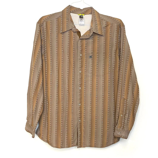 The North Face Mens Size M Brown Striped Casual Button-Up Shirt L/s Pre-Owned