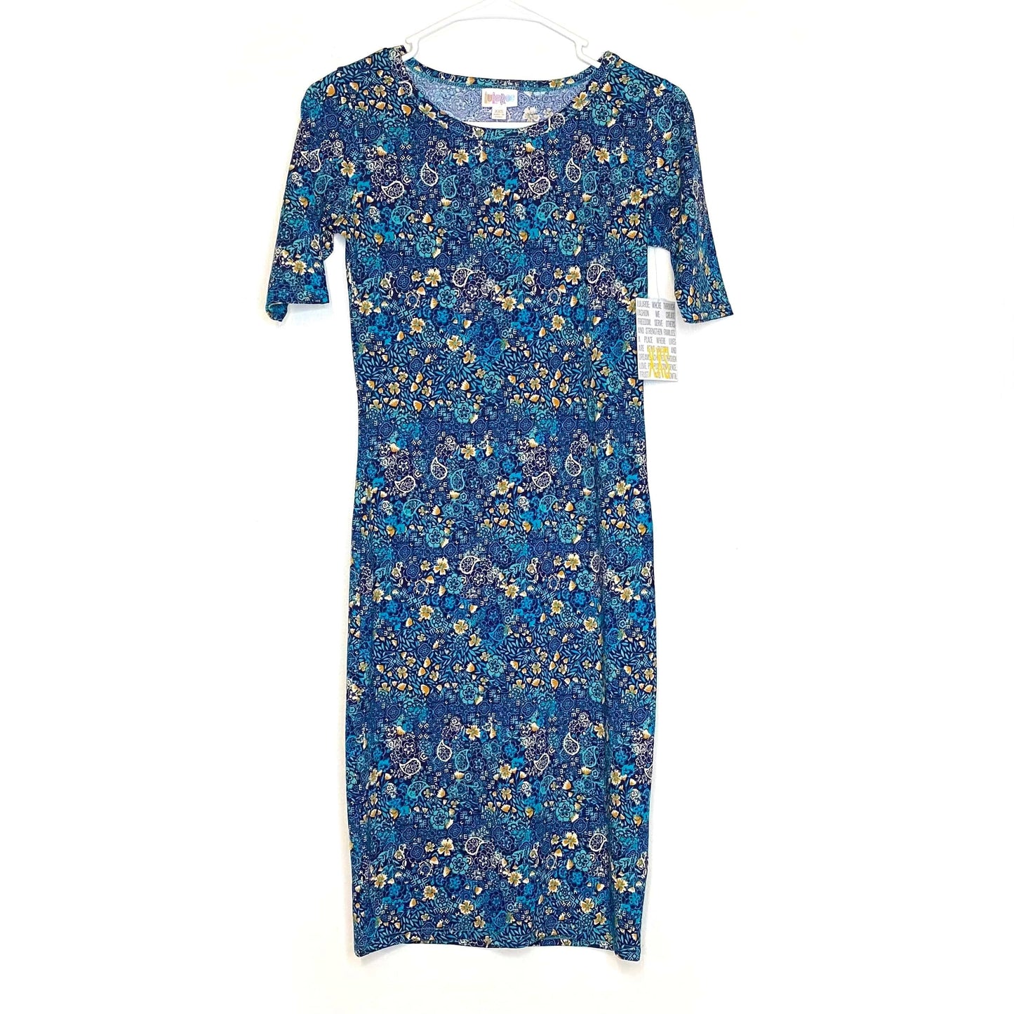 LuLaRoe Julia Bodycon Dress | XXS (00-0) | Multicolor | Floral/Paisley | NWT