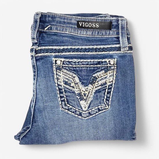 Vigoss Chelsea Women's Denim Blue Capris Jeans - Size 5/6 - Heritage Fit